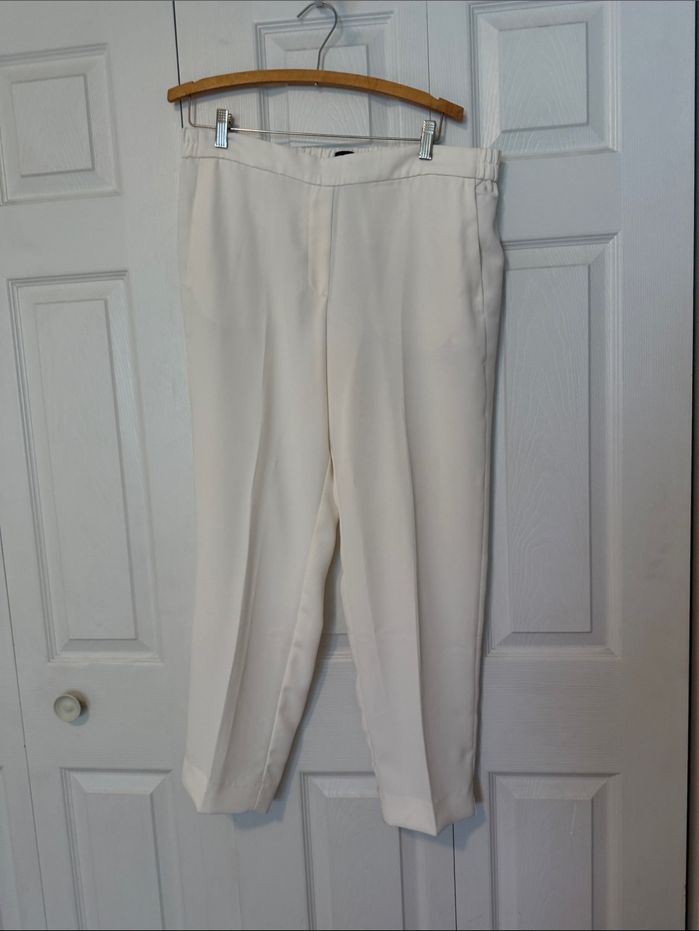 J. Crew Cream Cropped Straight-Leg Trousers